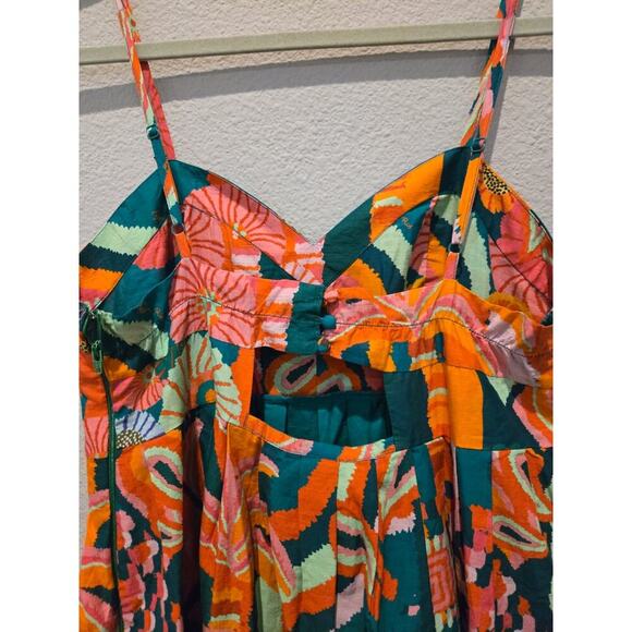 Farm Rio x Anthropologie Women's Pleated Palm Midi Dress Multicolor M - Picture 10 of 13